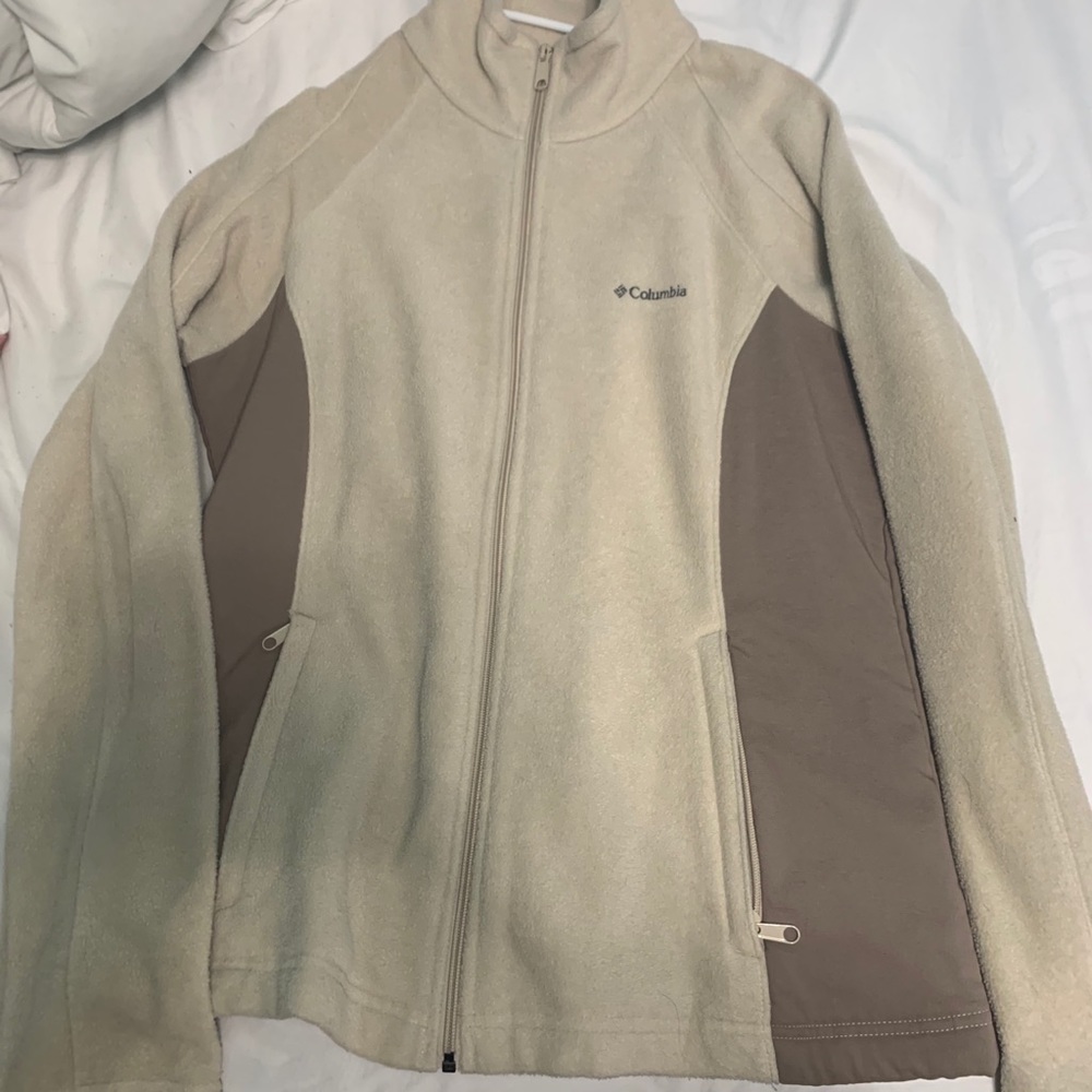 Columbia Tan Full-Zip Fleece Sweater XL